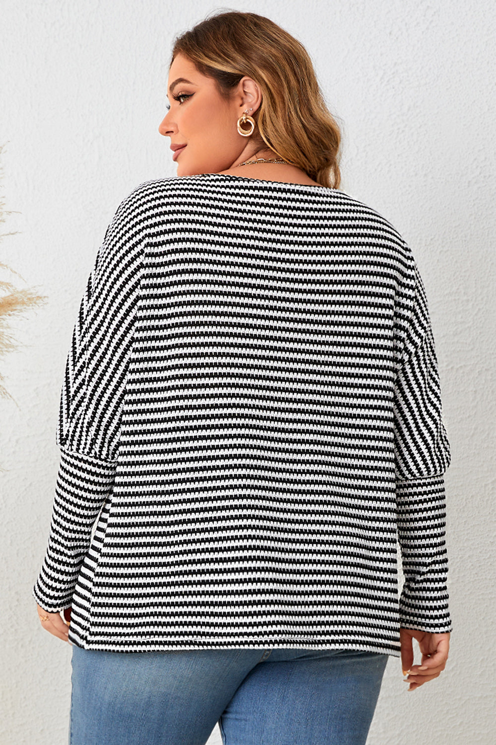 Plus Size Striped Long Sleeve Top - Body By J'ne