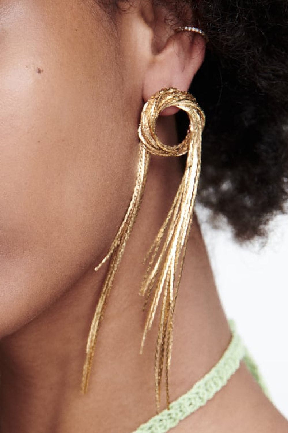 Round Shape Fringed Copper Earrings - Body By J'ne