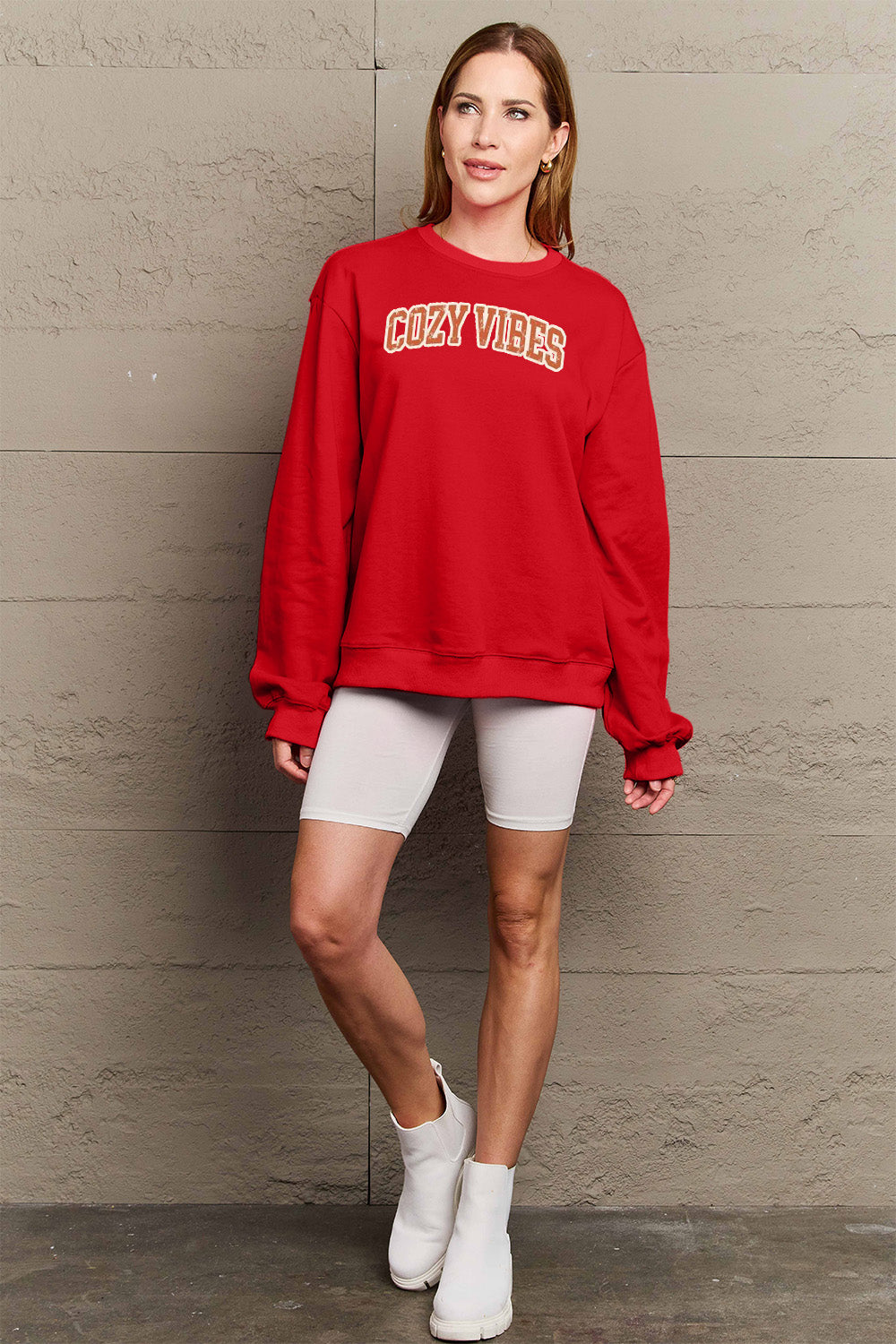 Full Size COZY VIBES Graphic Sweatshirt - Body By J'ne
