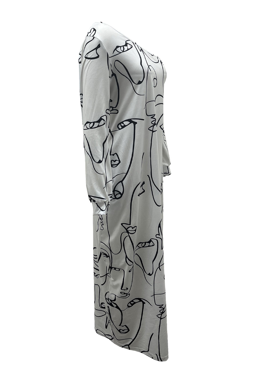 Printed Single Shoulder Lantern Sleeve Maxi Dress - Body By J'ne