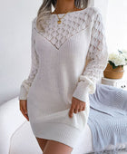 Openwork Boat Neck Sweater Dress - Body By J'ne