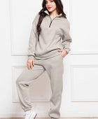 Half Zip Long Sleeve Sweatshirt and Pants Set - Body By J'ne