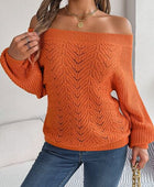 Openwork Off-Shoulder Long Sleeve Sweater - Body By J'ne