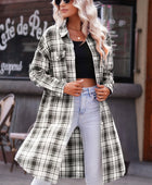 Plaid Button-Up Longline Shacket with Breast Pockets - Body By J'ne