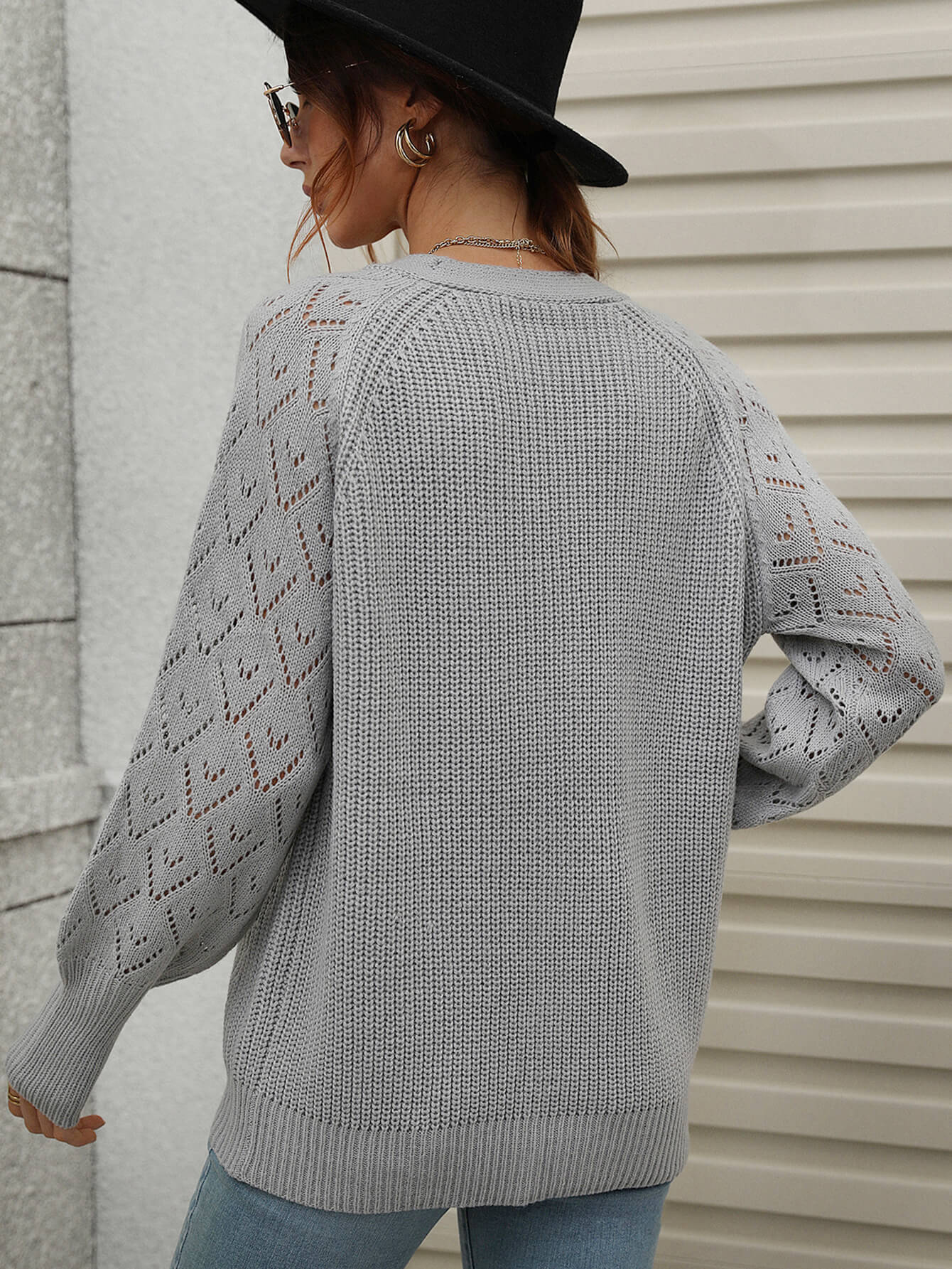 Rib-Knit Plunge Raglan Sleeve Cardigan - Body By J'ne