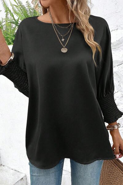 Round Neck Batwing Sleeve Blouse - Body By J'ne