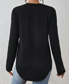 Round Neck Long Sleeve Slit T-Shirt - Body By J'ne