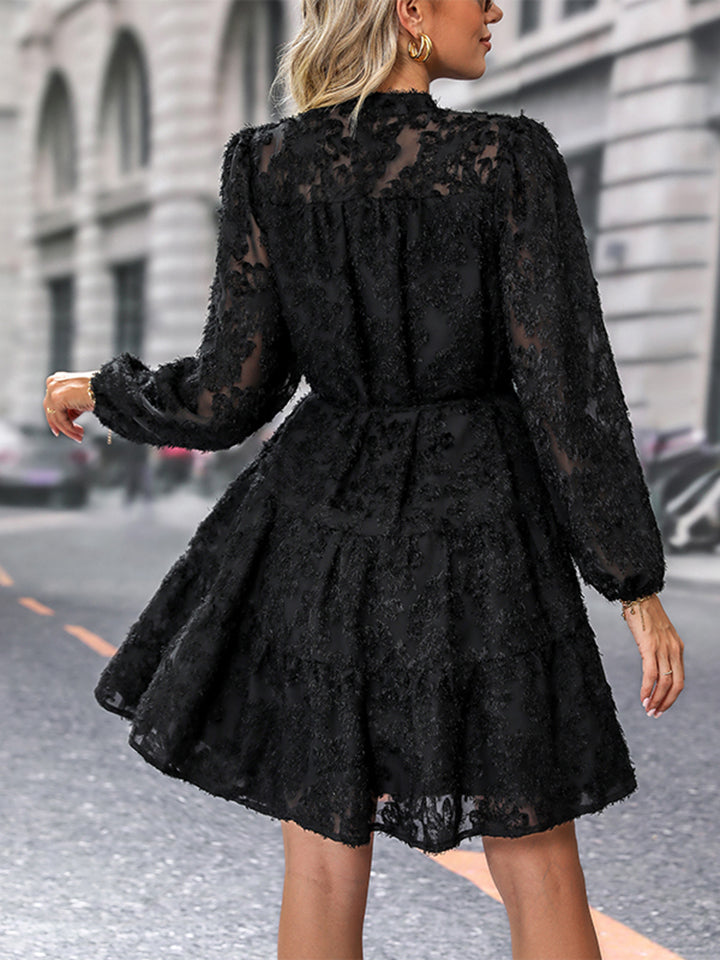 V-Neck Long Sleeve Buttoned Dress - Body By J'ne