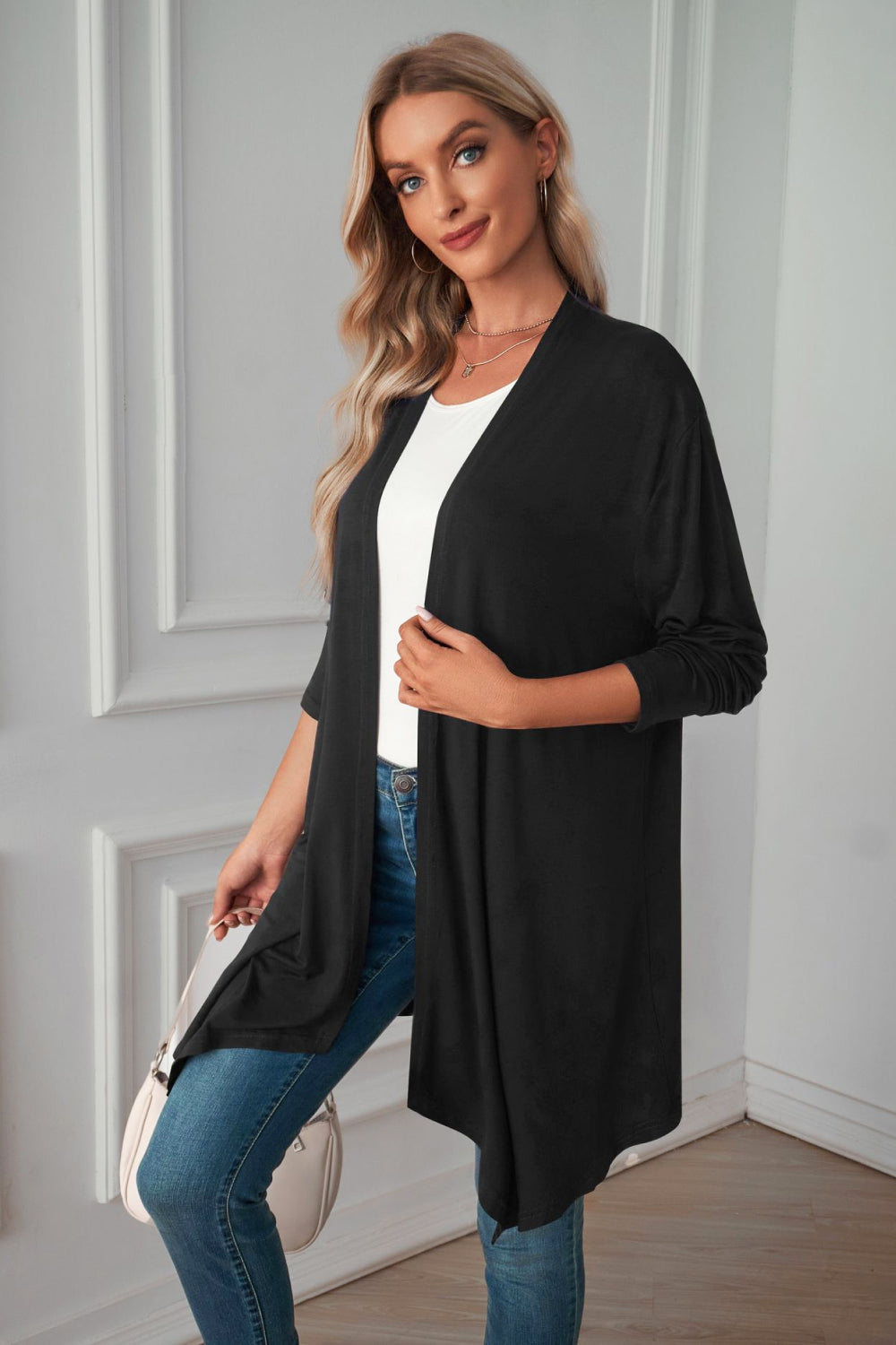 Open Front Long Sleeve Cardigan - Body By J'ne