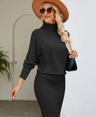 Turtle Neck Long Sleeve Ribbed Sweater Dress - Body By J'ne