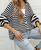 Striped Button Up Long Sleeve Cardigan - Body By J'ne