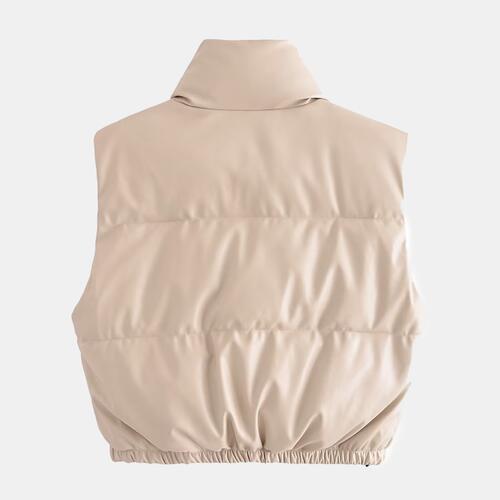 Zip-Up Drawstring Puffer Vest - Body By J'ne