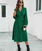 Collared Tied Long Sleeve Dress - Body By J'ne