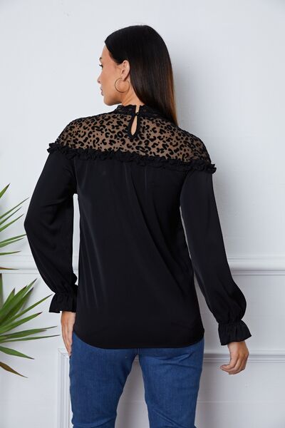 Leopard Frill Flounce Sleeve Blouse - Body By J'ne