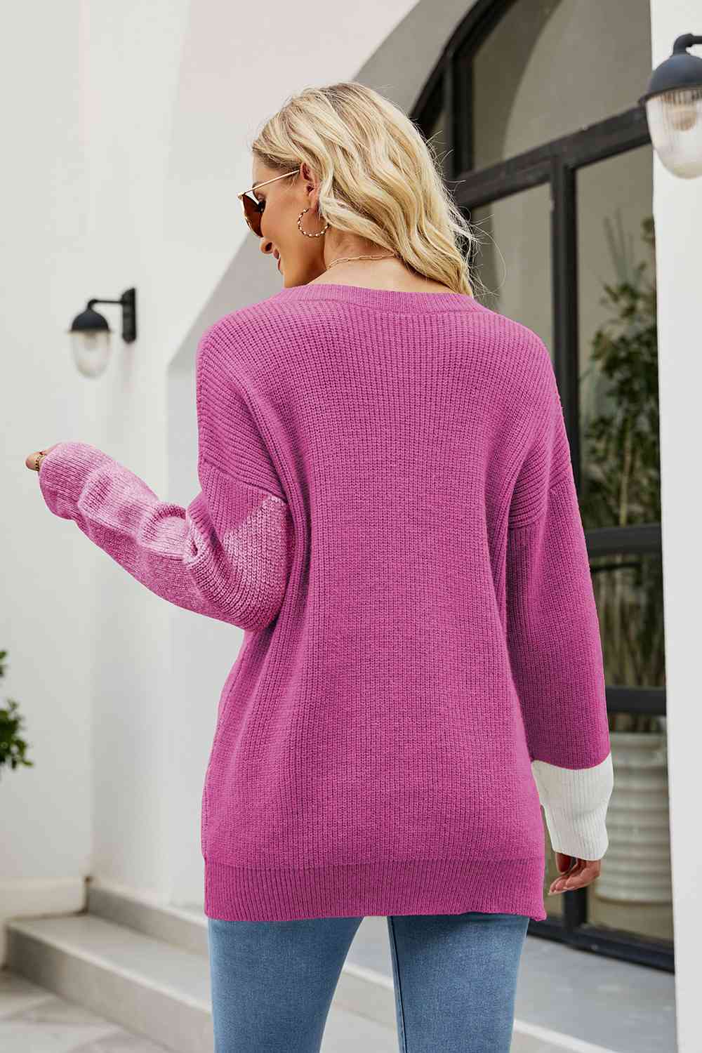 Color Block Round Neck Sweater - Body By J'ne