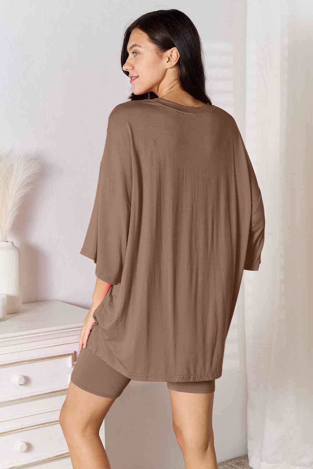 Basic Bae Full Size Soft Rayon Three-Quarter Sleeve Top and Shorts Set - Body By J'ne