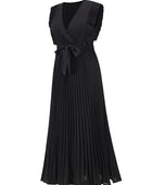 Tied Surplice Cap Sleeve Pleated Dress - Body By J'ne