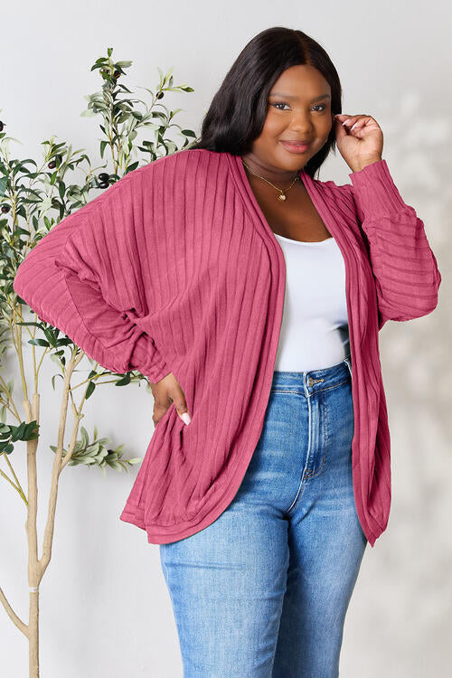 Full Size Ribbed Cocoon Cardigan - Body By J'ne