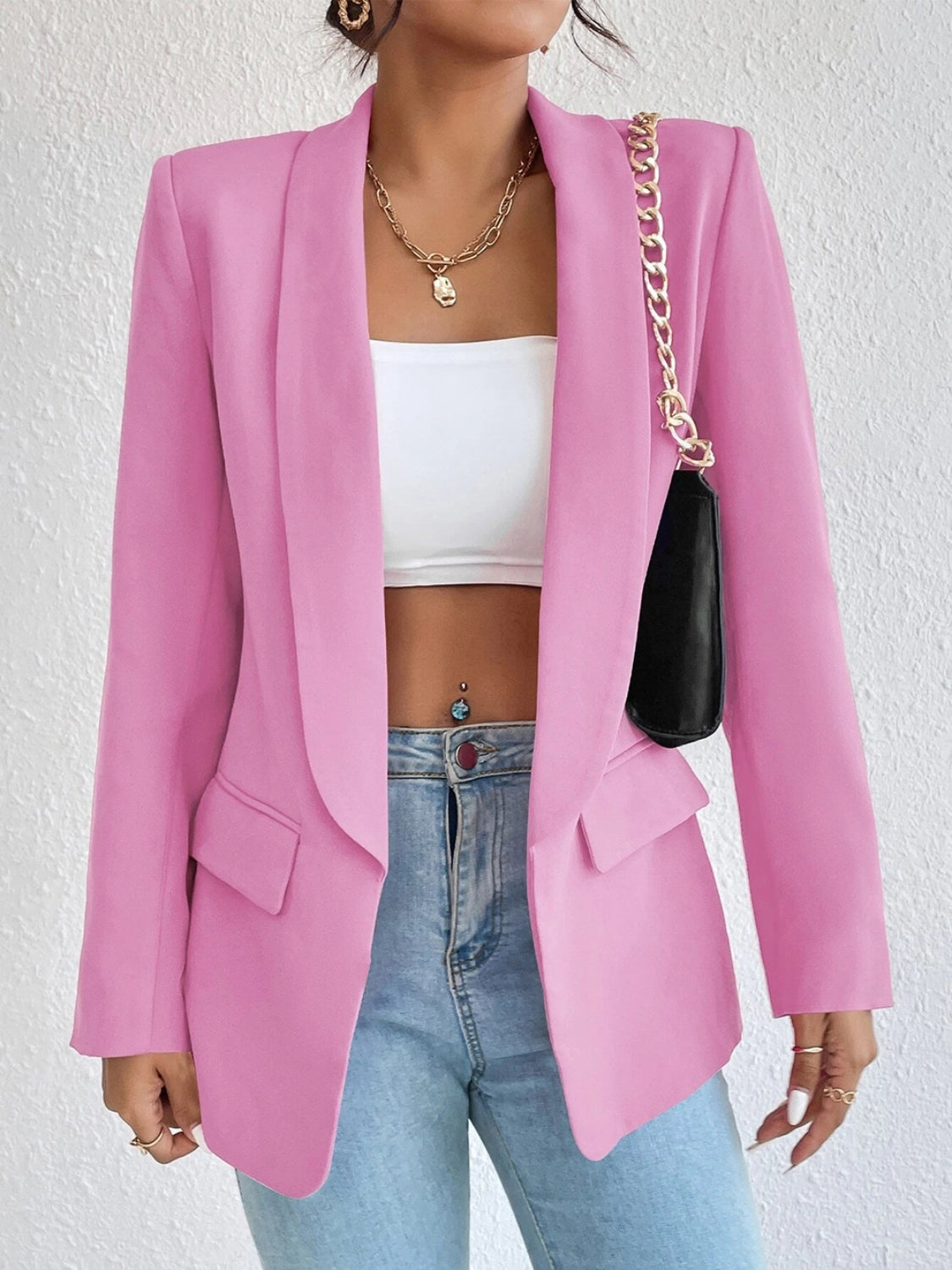 Shawl Collar Long Sleeve Blazer - Body By J'ne
