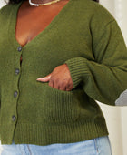Full Size Long Sleeve V Neck Button Down Cardigan - Body By J'ne