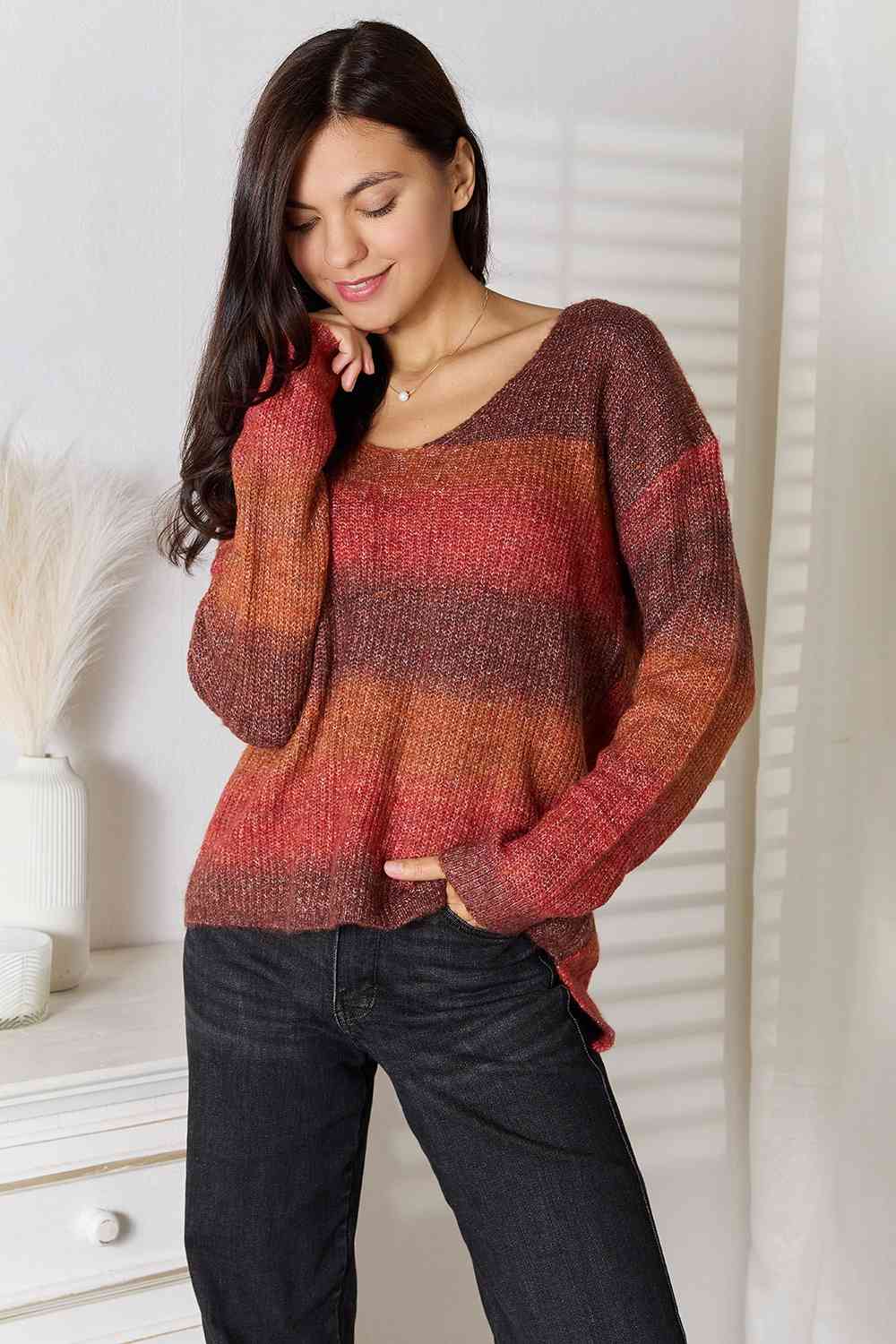 Gradient V-Neck Sweater - Body By J'ne