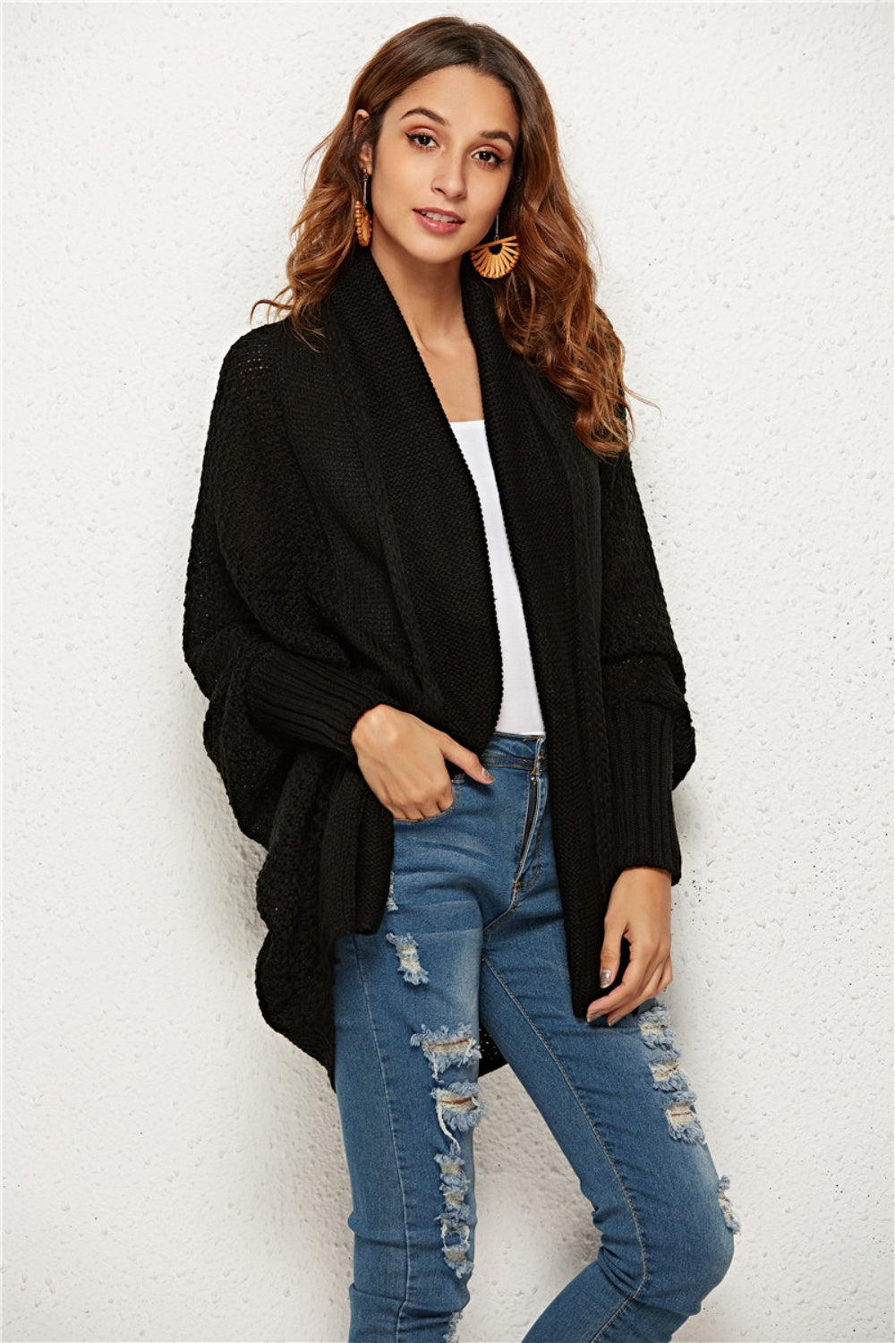 Open Front Batwing Sleeve Cardigan - Body By J'ne