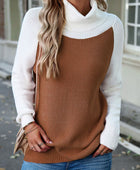 Contrast Turtleneck Raglan Sleeve Sweater - Body By J'ne