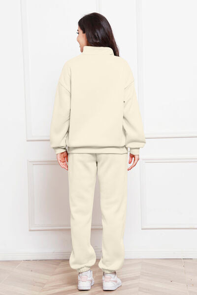 Half Zip Long Sleeve Sweatshirt and Pants Set - Body By J'ne