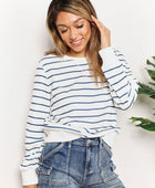 Double Take Striped Long Sleeve Round Neck Top - Body By J'ne