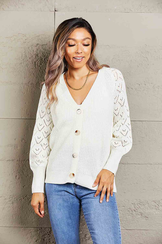 Rib-Knit Plunge Raglan Sleeve Cardigan - Body By J'ne