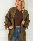 Cable-Knit Fringe Pocketed Cardigan - Body By J'ne