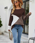 Color Block Round Neck Sweater - Body By J'ne