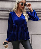 V-Neck Balloon Sleeve Peplum Blouse - Body By J'ne