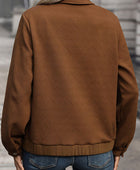 Textured Zip Up Collared Neck Jacket - Body By J'ne