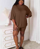 Basic Bae Full Size Soft Rayon Three-Quarter Sleeve Top and Shorts Set - Body By J'ne