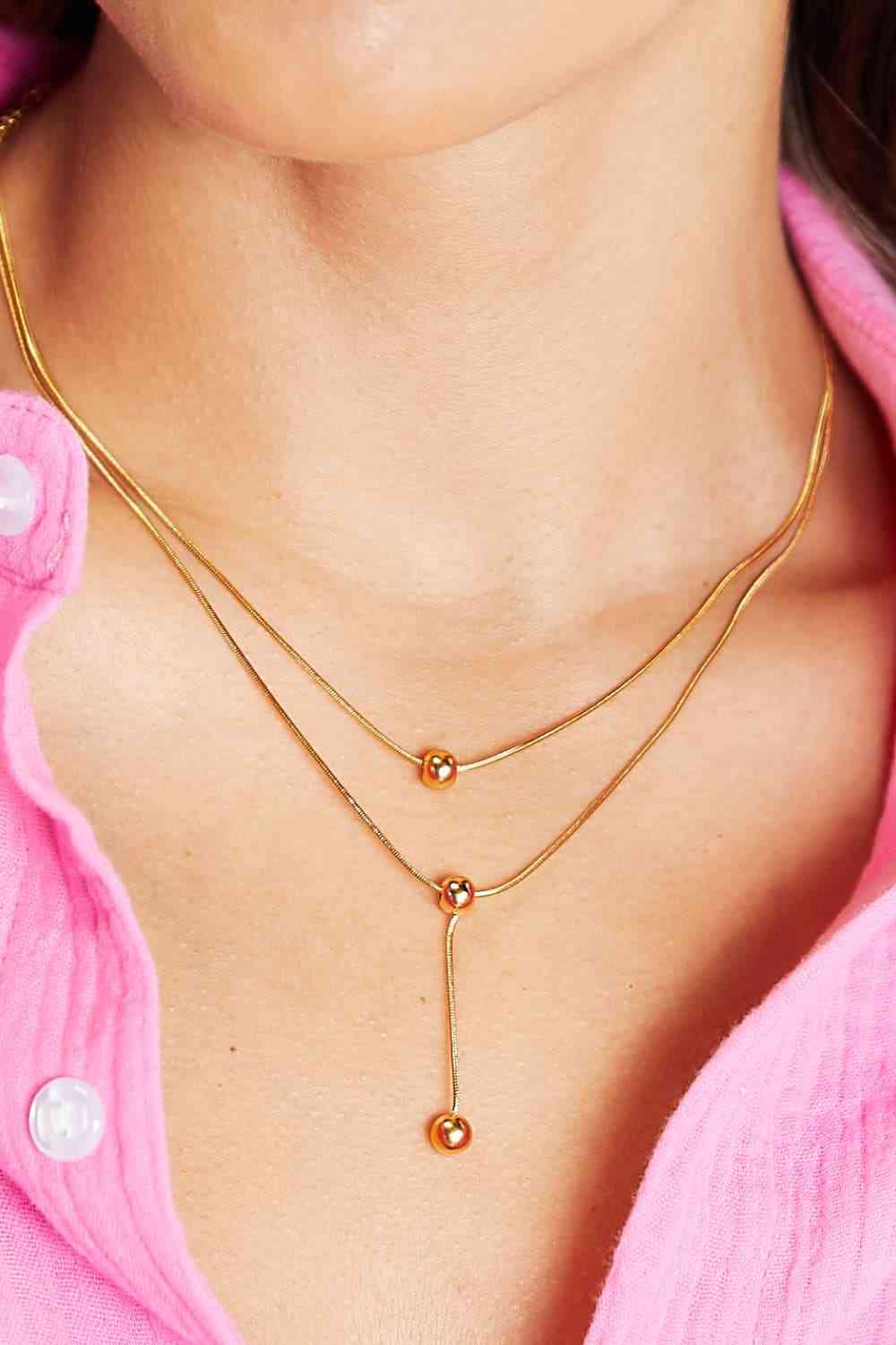 Drop Ball Double-Layered Necklace - Body By J'ne