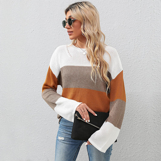 Crew Neck Long Sleeve Colorblock Sweater - Body By J'ne