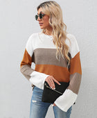 Crew Neck Long Sleeve Colorblock Sweater - Body By J'ne