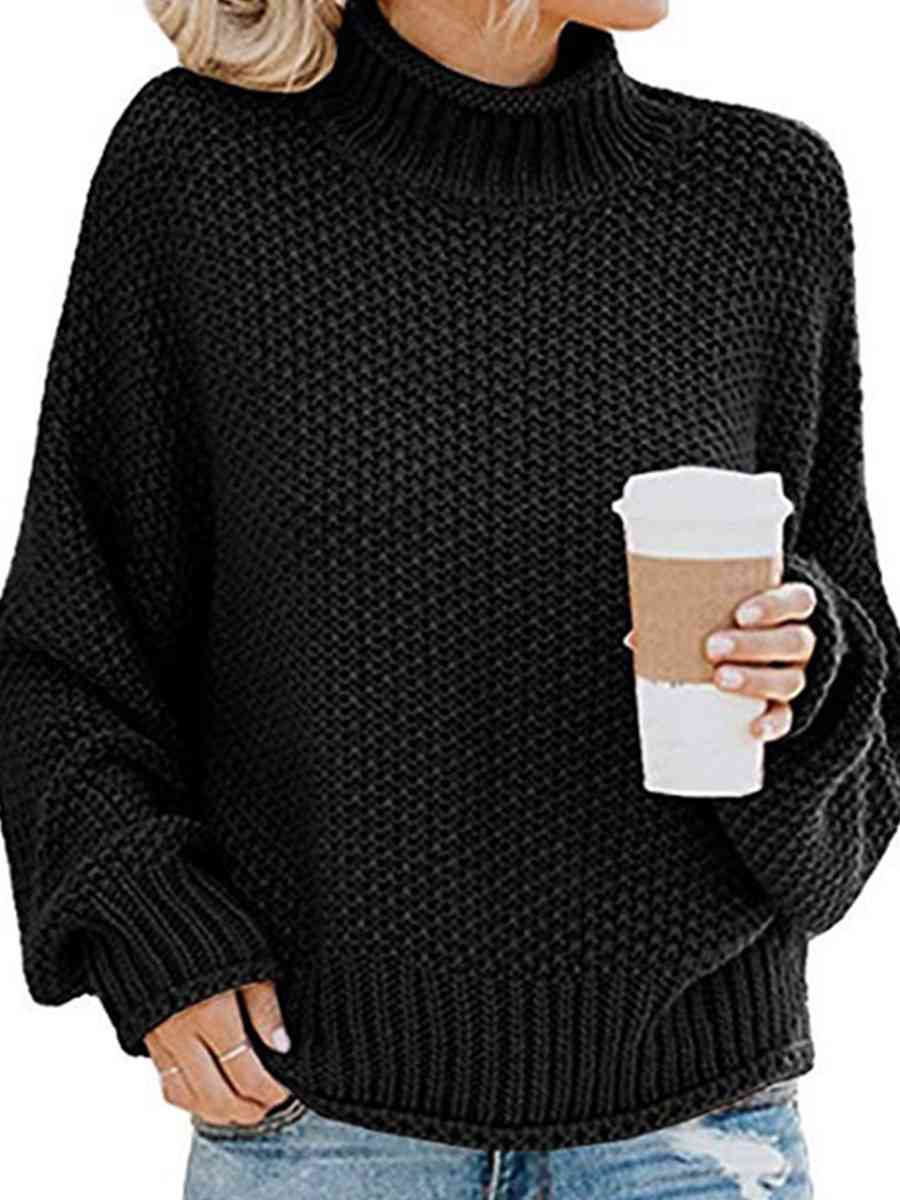 Turtleneck Dropped Shoulder Sweater - Body By J'ne