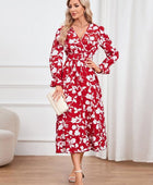 Floral Surplice Flounce Sleeve Ruffle Hem Dress - Body By J'ne