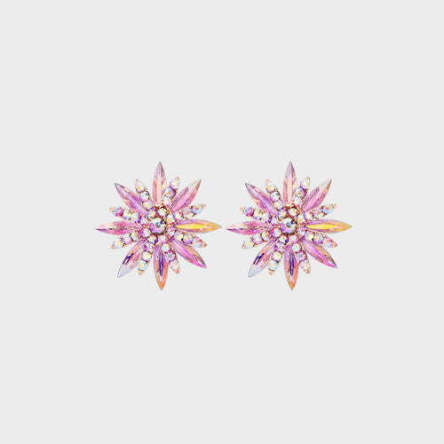 Flower Shape Rhinestone Alloy Stud Earrings - Body By J'ne
