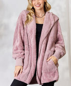 H&T Faux Fur Open Front Hooded Jacket - Body By J'ne