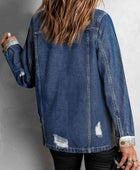 Plaid Distressed Raw Hem Snap Down Denim Jacket - Body By J'ne