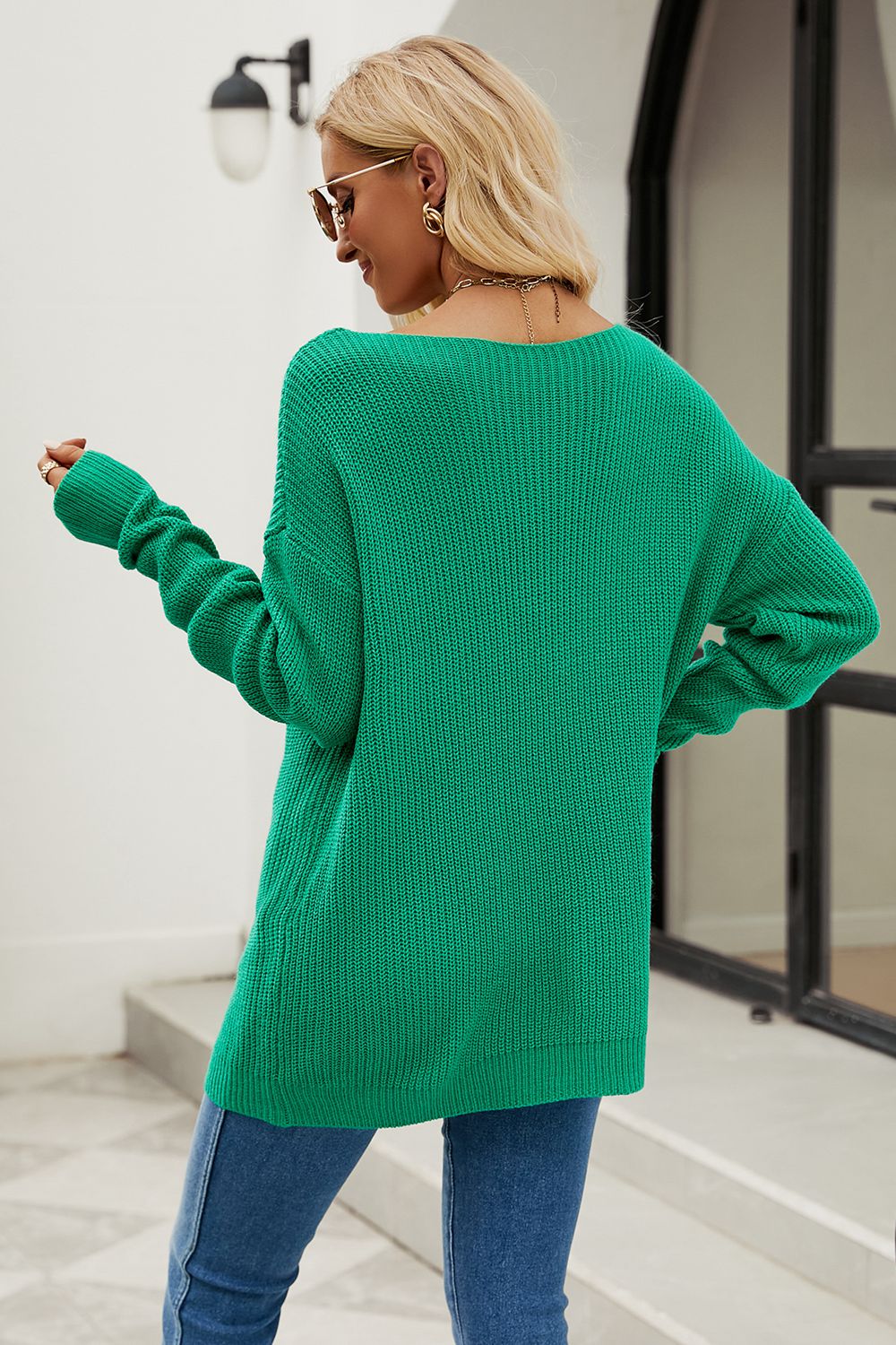 Boat Neck Dropped Shoulder Knit Top - Body By J'ne