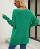 Boat Neck Dropped Shoulder Knit Top - Body By J'ne