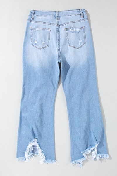 Distressed Raw Hem Jeans with Pockets - Body By J'ne