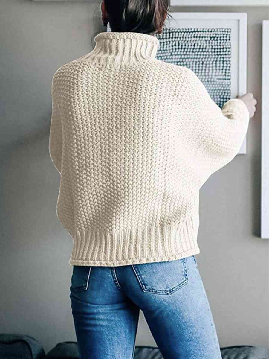 Turtleneck Dropped Shoulder Sweater - Body By J'ne