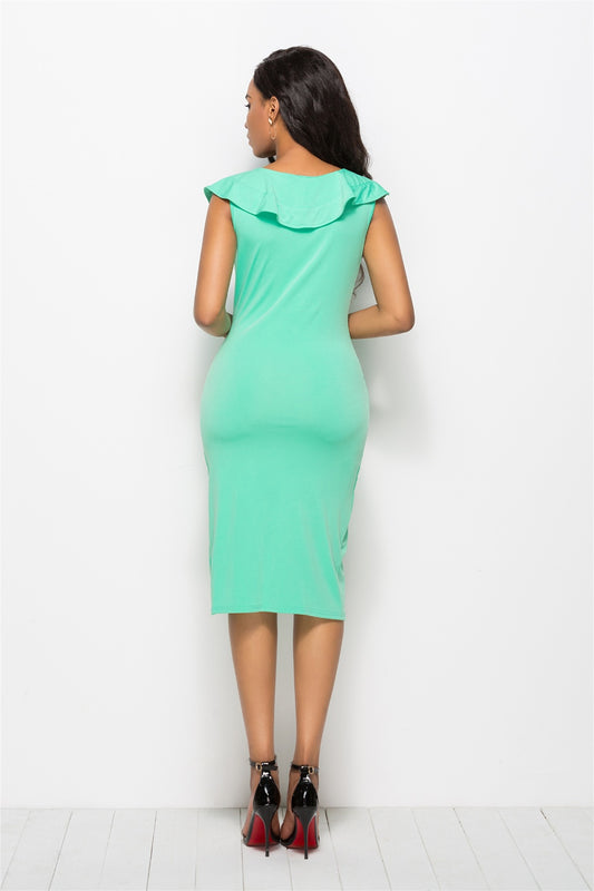 Ruched Ruffled Cap Sleeve Dress - Body By J'ne