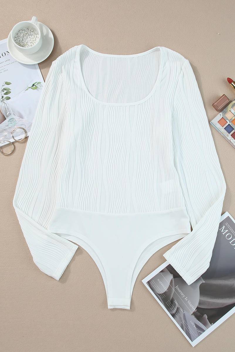 Ribbed Knit Long Sleeve Square Neck Bodysuit - Body By J'ne