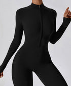 Zip Up Mock Neck Long Sleeve Jumpsuit - Body By J'ne